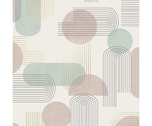 Holden Decor Arch Geo Duck Egg Pink Wallpaper 13090 - Shapes Metallic Arches