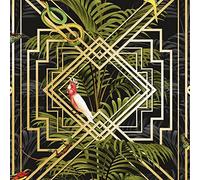 Holden Decor Birds Tropical Palm Trees Wallpaper Black Metallic Gold Green Congo