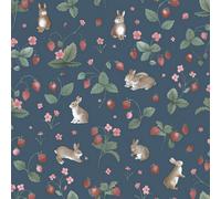 Holden Decor Bunnies & Berries Navy Children's Wallpaper, Blue