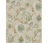 Holden Décor Cecelia Beige / Green Floral Trail Embossed Wallpaper