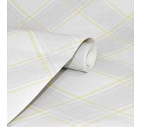 Holden Décor Check Tartan Wallpaper Checked Plaid Chequered Grey Yellow Holden Decor 90741