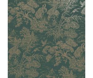 Holden Decor Crane Lagoon Aqua Gold Wallpaper 13732