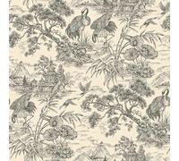 Holden Decor Crane Lagoon Cream / Charcoal Wallpaper 10m x 53cm