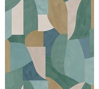 Holden Decor Curved Geo Teal Wallpaper 13471 - Brush Strokes Geometric Shapes