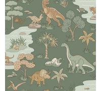 Holden Decor Dino Zoo Green Children's Wallpaper, Green