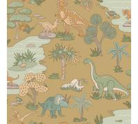 Holden Decor Dino Zoo Ochre Children's Wallpaper, Yellow