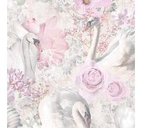 Holden Decor Fantasia Glitter Swans Pink Wallpaper 90700