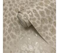 Holden Décor Genuine Glass Bead Makucha Cream Leopard Print Wallpaper