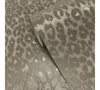 Holden Décor Genuine Glass Bead Makucha Taupe Leopard Print Wallpaper