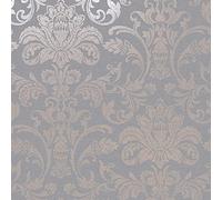Holden Décor Holden Decor Glistening Damask Grey / Rose Gold Smooth Wallpaper