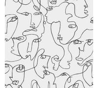 Holden Decor Abstract Faces Black White Wallpaper 12993 - Modern Line Art