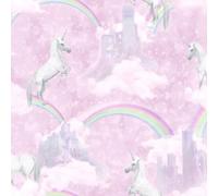 Holden Décor Holden Decor Believe In Unicorn Rainbow Pink Multicolour Kids Room Glitter Effect Wallpaper 12480
