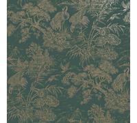 Holden Décor Holden Decor Crane Lagoon Aqua Gold Wallpaper Floral Metallic Feature Wall