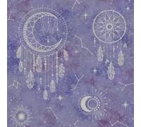 Holden Décor Holden Decor Dreamcatcher Wallpaper Modern Sun, Moon, Stars Geometric Purple & Silver Children Wallpaper -Kids Room, Nursery 13331