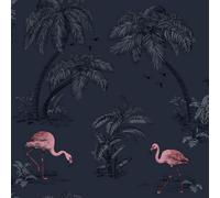 DUTCH WALLCOVERINGS Wallpaper Flamingo Petrol Blue Wall Covering Sheet Panel
