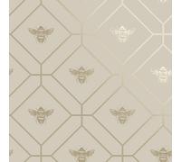 Holden Décor Holden Decor Honeycomb Bee Geo Taupe/gold Metallic Flat Surface Wallpaper 13082