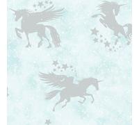 Holden Décor Holden Decor Iridescent Unicorns Teal & Silver Wallpaper 90950