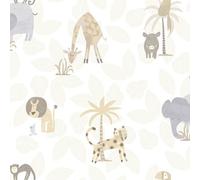 Holden Décor Holden Decor Make Believe Jungle Animals Neutral Wallpaper 12540
