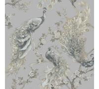 Holden Décor Holden Decor Menali Peacock Design Grey Glitter Textured Surface Wallpaper 35920