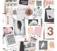 Holden Décor Holden Decor Time To Sparkle Pinboard Collage Dusky Pink & Copper Wallpaper 12140