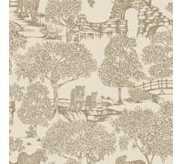 Holden Décor Holden Decor Zoo Lake Neutral Wallpaper Animal Print Trees Stylish Feature Wall