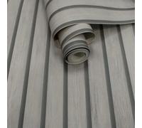 Holden Décor Holden Light Grey Slat Panelling Stripes Wallpaper 3D Effect 13133