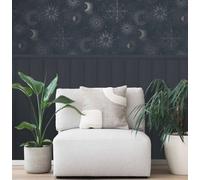 Holden Decor Cosmic Navy Silver Wallpaper, Blue