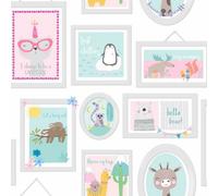 Holden Décor Holden Over The Rainbow Animal Frames Wallpaper Teal/pink (90971)