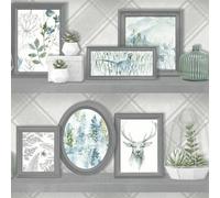 Holden Décor Holden Stag Frames Animal Print Pheasant Floral Flowers Grey Teal Wallpaper