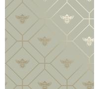 Holden Decor Honeycomb Bee Green Wallpaper 13080