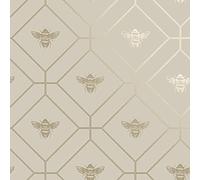 Honeycomb Bee Wallpaper - Taupe