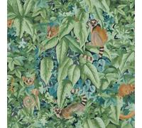 Holden Décor Lemur Leaves Wallpaper Aqua / Green Holden 14311