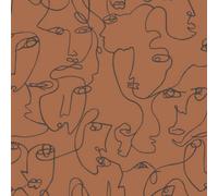 Holden Décor Linear Visage Abstract Faces Feature Wallpaper Orange