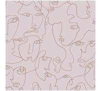 Holden Decor Linear Visages Pink Wallpaper Gold Faces Washable Paste The Wall