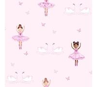 Holden Decor Wallpaper Ballerina – Children's Glitter Butterfly & Hearts – Pink 10m x 53cm