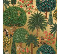 Holden Décor Mangrove Forest Wallpaper Holden Gold Green Trees Monkeys Elephants 10M Roll