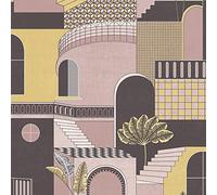 Holden Decor Medina Pink Yellow Wallpaper 13102 - Mediterranean Building Leaf