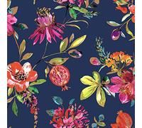 Holden Decor melgrano Floral Flowers Botanical Navy Gold Metallic Wallpaper