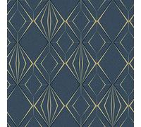 Holden Decor Menali Antares Geo Navy Gold Wallpaper 35901 - Geometric