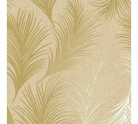 Holden Decor Metallic Feather Leaf Motif Textured Wallpaper in Gold Holden Decor Gold