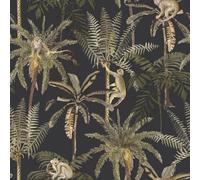 Holden Decor Monkey Oasis Charcoal Wallpaper 10m x 53cm