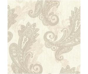 Holden Décor Neutral Paisley Vinyl Wallpaper Cream Taupe Teardrop Pattern Feature Wall