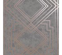 Holden Decor Obsidian Delano Grey Rose Gold Wallpaper 75941