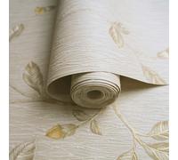 Holden Décor Opus Lia Beige & Yellow Metallic Effect Floral Trail Embossed Wallpaper