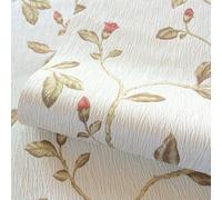 Holden Decor Lia Hwv Red/Cotton Wallpaper 10m x 53cm, Cream