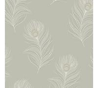 Holden Decor Opus Pavona Sage Wallpaper 36240 - Italian Peacock Feather Quill