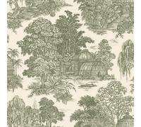 Osterley Vintage Inspired Toile Lush Wallpaper Trees, Foliage, Nature Ideal for Bedrooms, Lounges Green Holden 13950