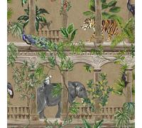 Holden Decor Outside In Animal Arches Tropical Exotic Plants Peacock Bird Wallpaper in Gold Holden Decor Gold