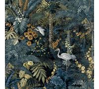 Holden Decor Outside in Jungle Paradise Navy Wallpaper 13180 - Cranes Tropical