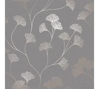 Holden Decor Paper Wallpaper Glistening Gingko Dark Grey Rose Gold 12702 Indulgence 10.05 m x 0.53 m